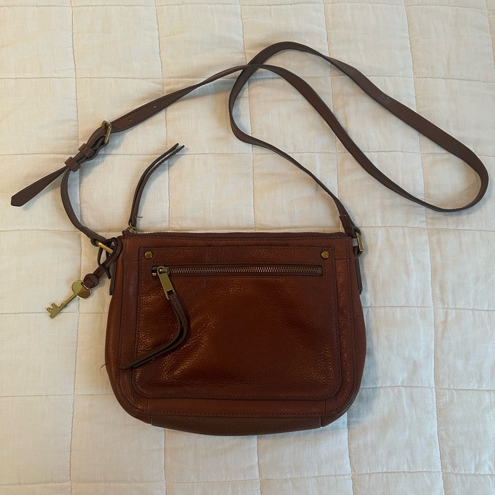 Brown Leather Fossil Crossbody Bag